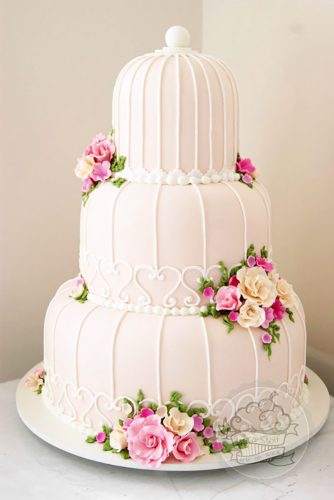 pinky birdcage wedding cake