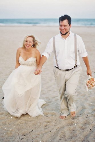 simple white beach wedding attire