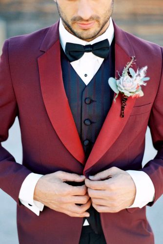 burgundy groom attire design