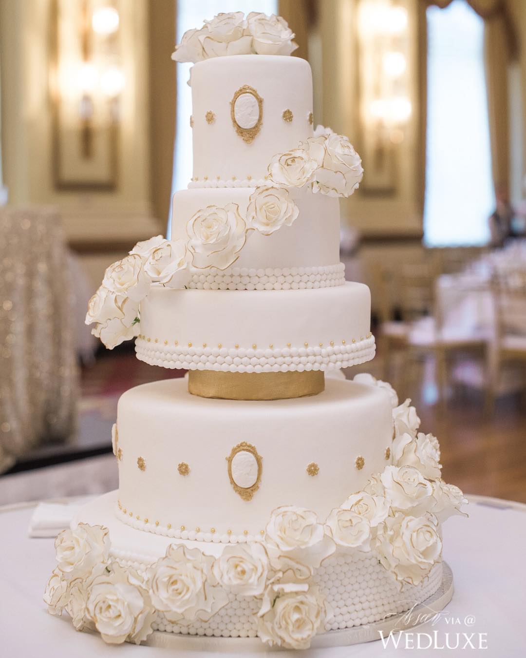 chic white wedding cake