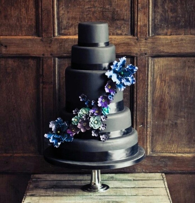 elegant black wedding cake