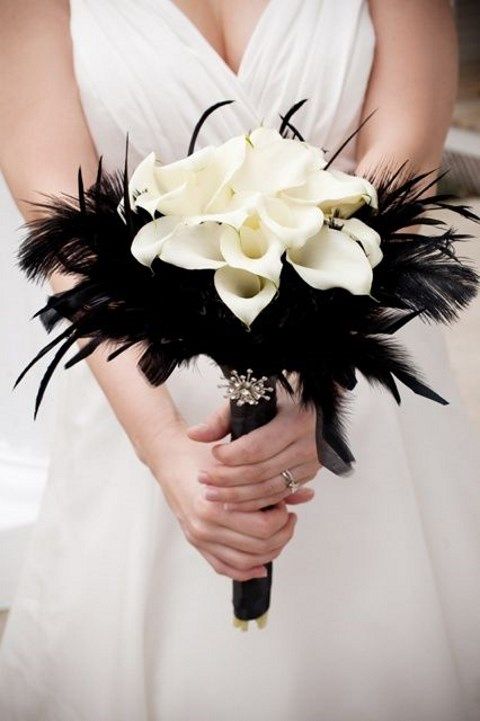 elegant calla lily with feather