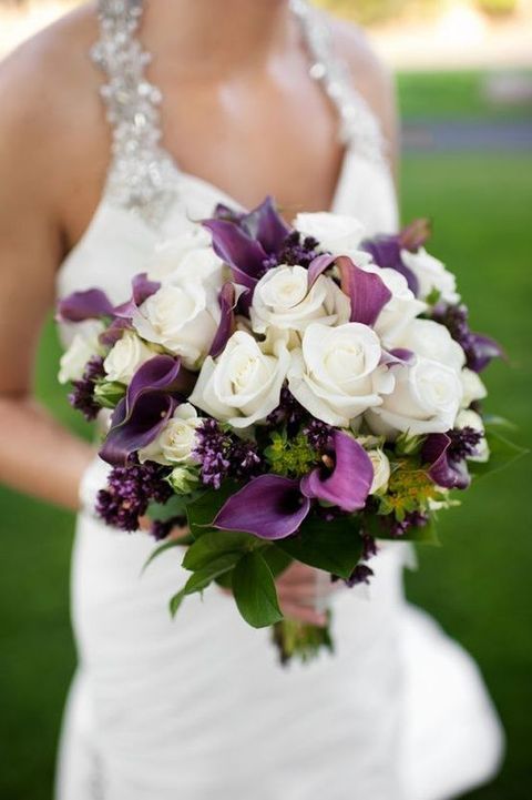 cheerful white lily wedding bouquet