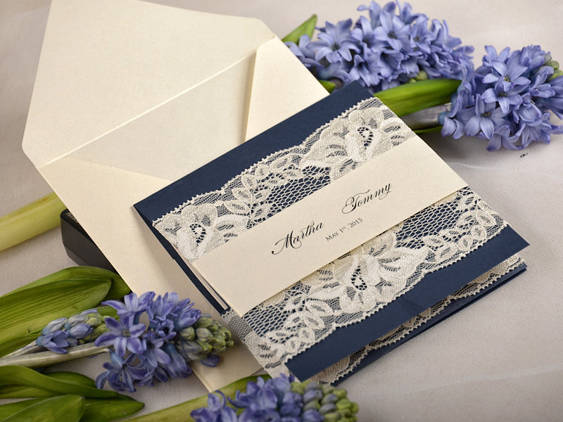 rustic blue wedding card