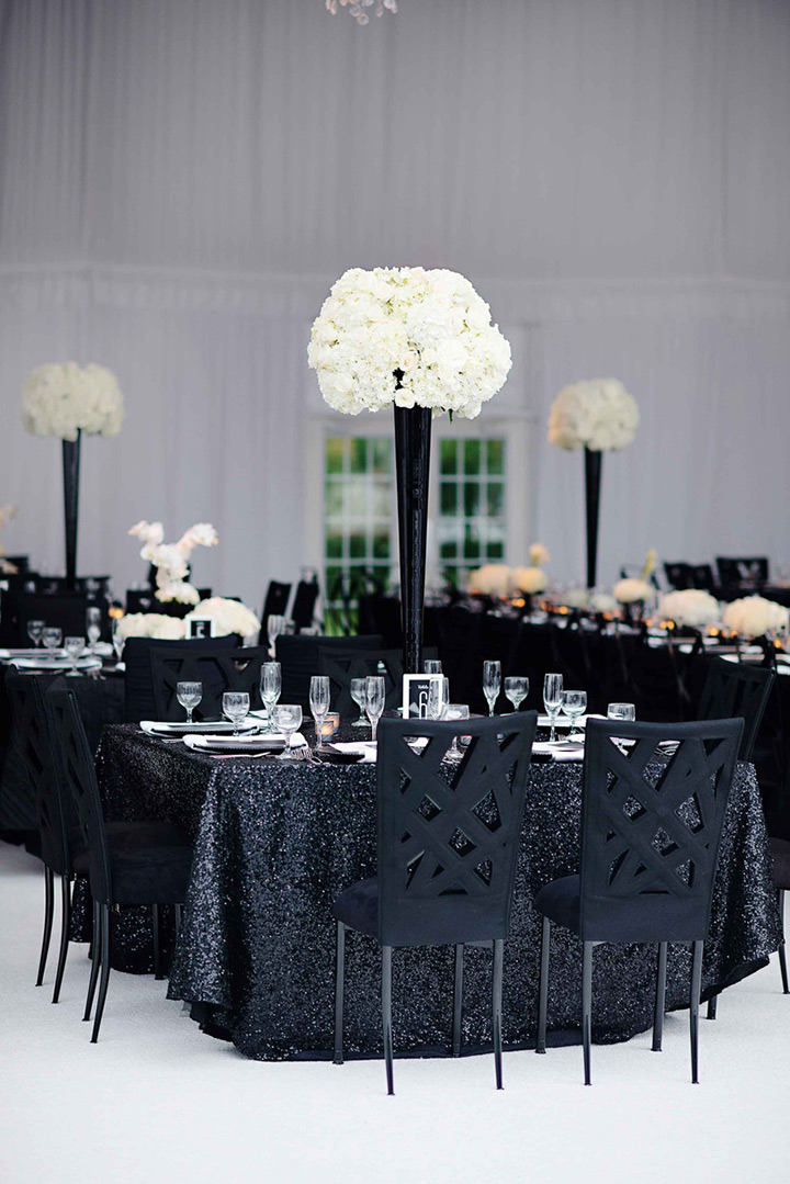 black and white wedding table set 