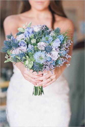 awesome blue wedding bouquet