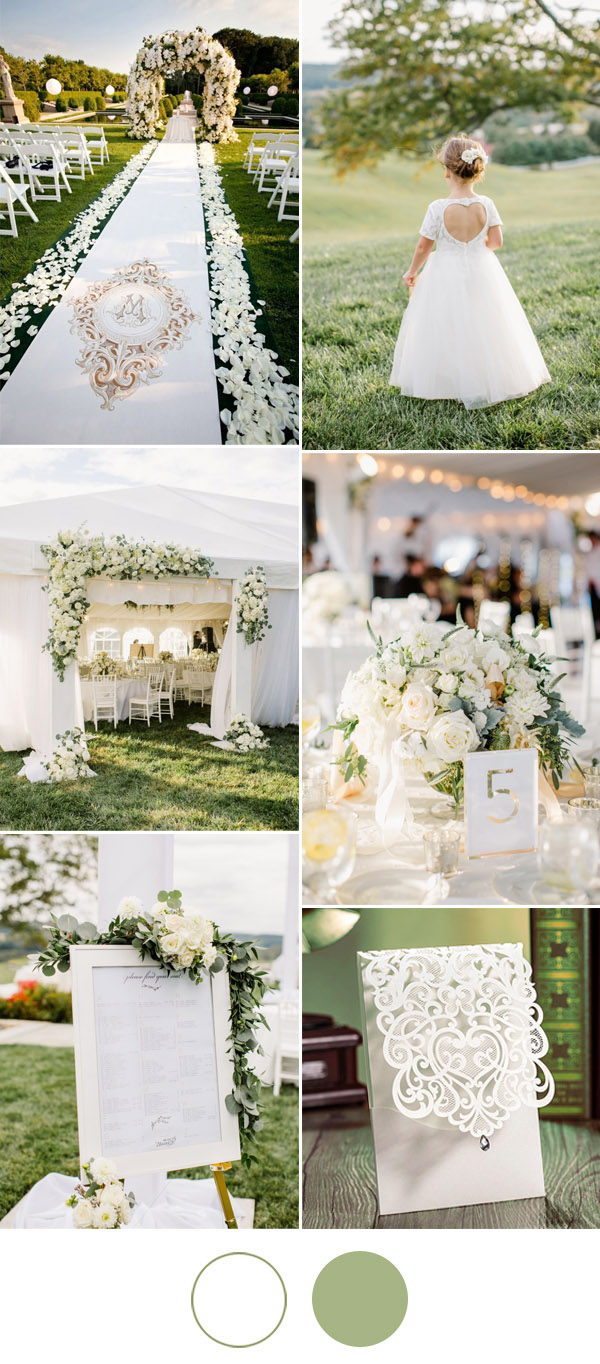 elegant white wedding color sceheme for spring