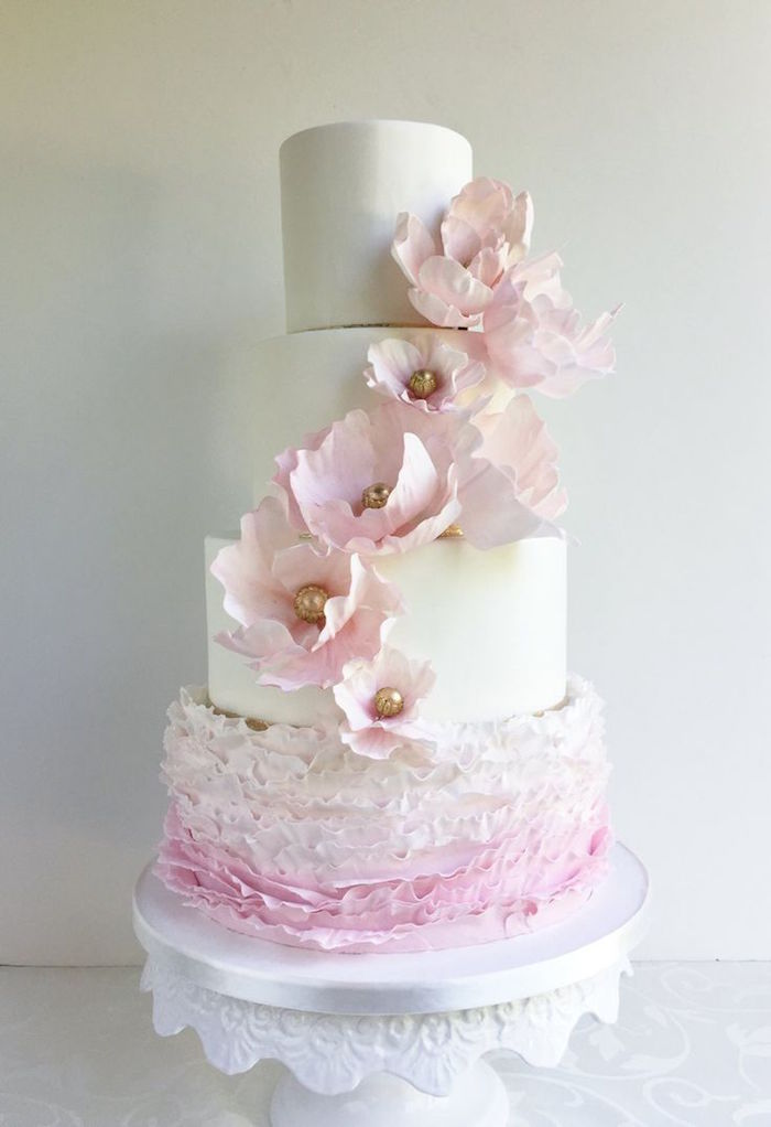 cute pink wedding cake