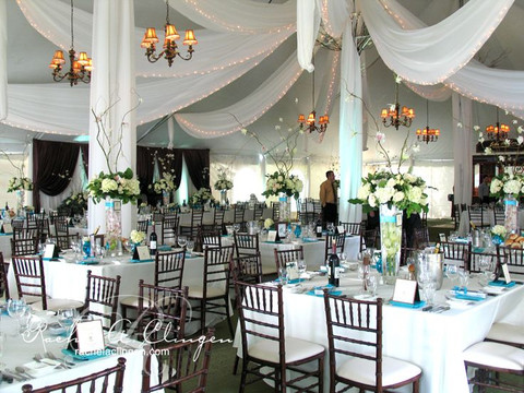 white wedding tent decor