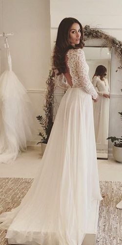 long sleeve ructic wedding dress