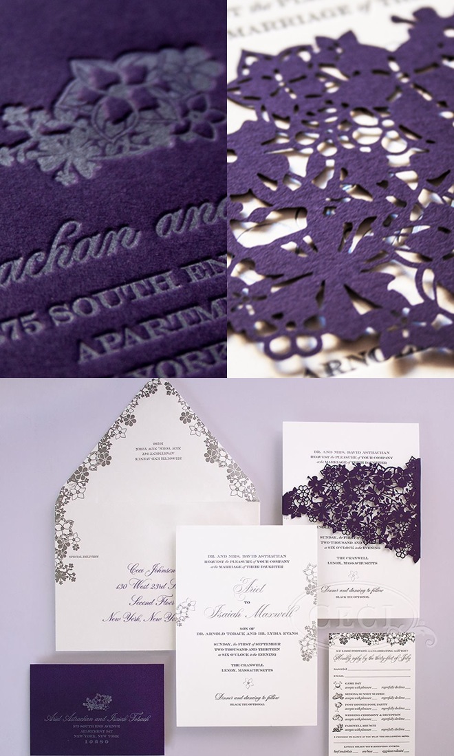 purple unique wedding inviitation