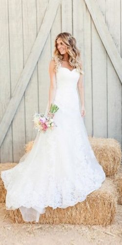 open shoulder rustic wedding gown