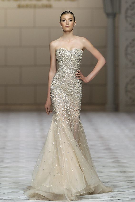simple classic gown full with beaded