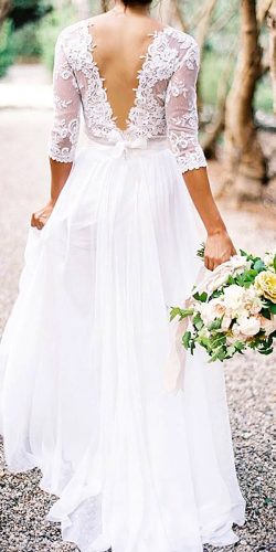 simple long-sleeve rustic wedding gown