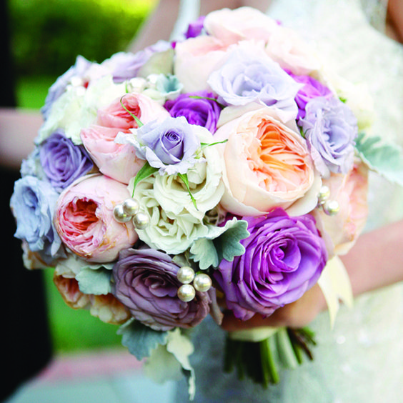 vibrant purple and blue wedding bouquet