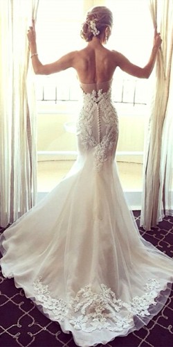 white mermaid lace dress