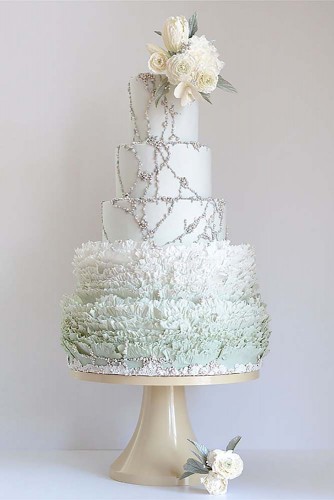 white flower wedding cake