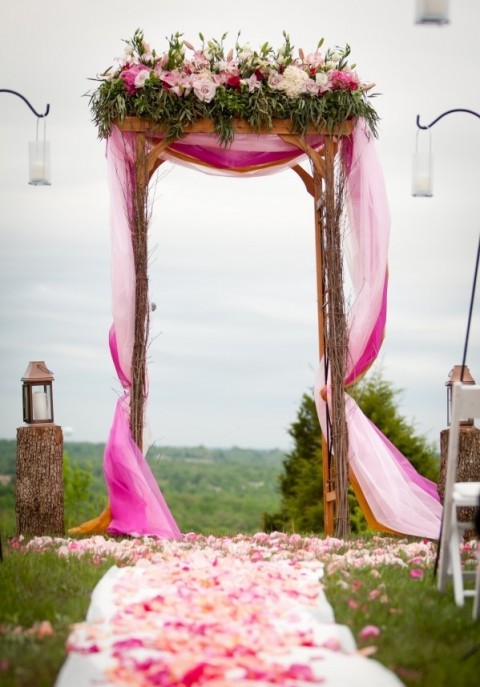 simple pink wedding arch design