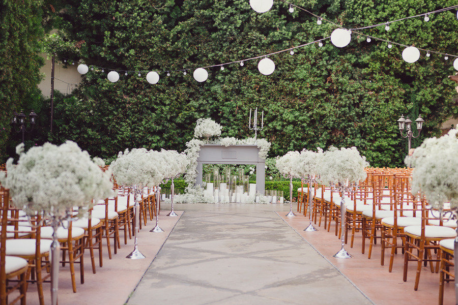 white outdoor wedding decor