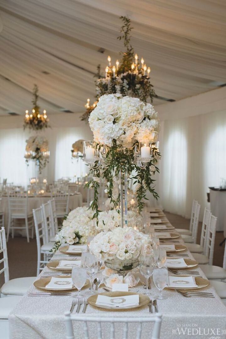 snowy white wedding decor 