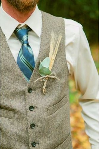 gray and blue tie wedding attire