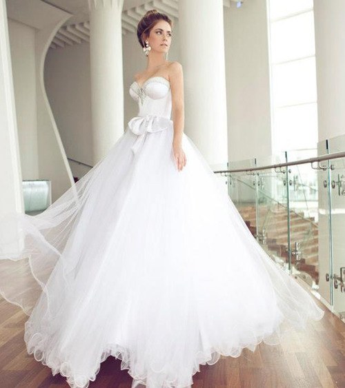 white glamor and elegant gown