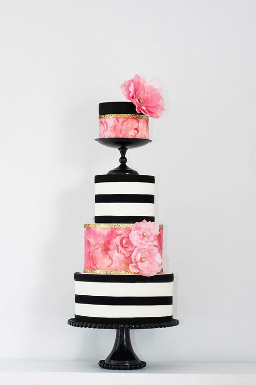 black and white wedding cake