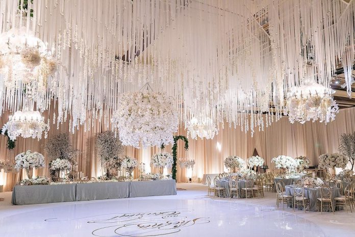white luxury wedding decor