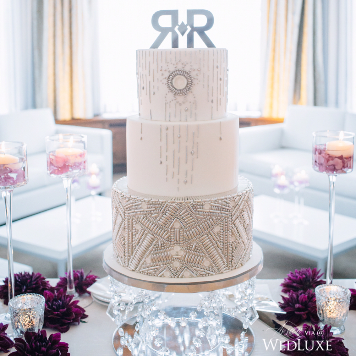 gorgeous white wedding cake design