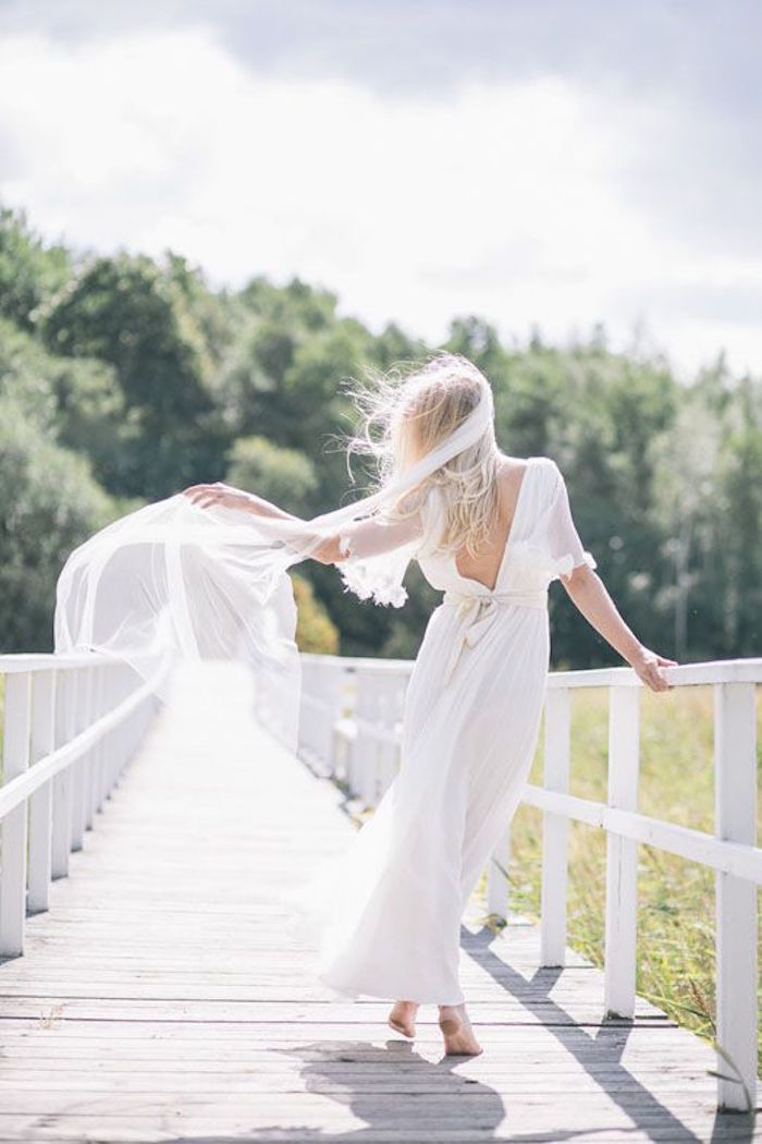 white gorgeous bohemian gown