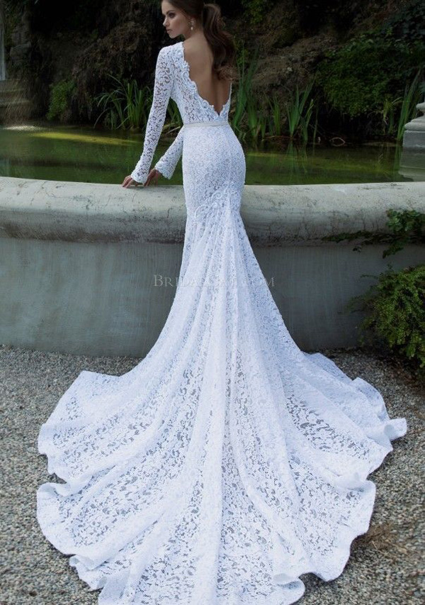 Vintage-Lace-Wedding-Dresses-Mermaid-Long-Sleeve-Backless