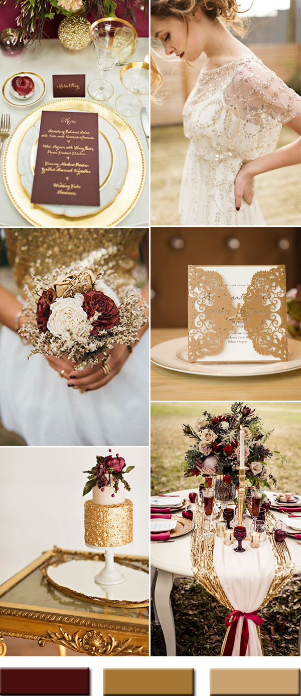 burgundy-wine-and-gold-wedding-color-combos-ideas 