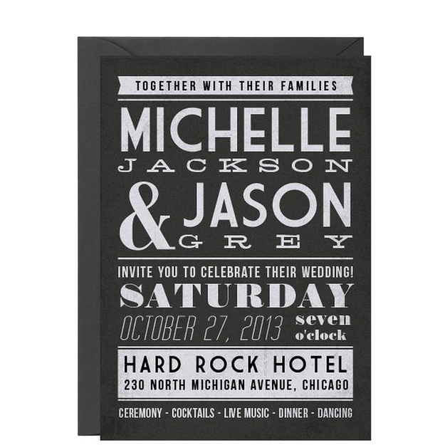 outstanding monochrome wedding invitation