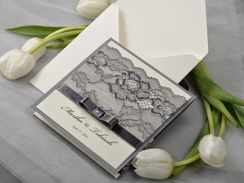 gray wedding invitation