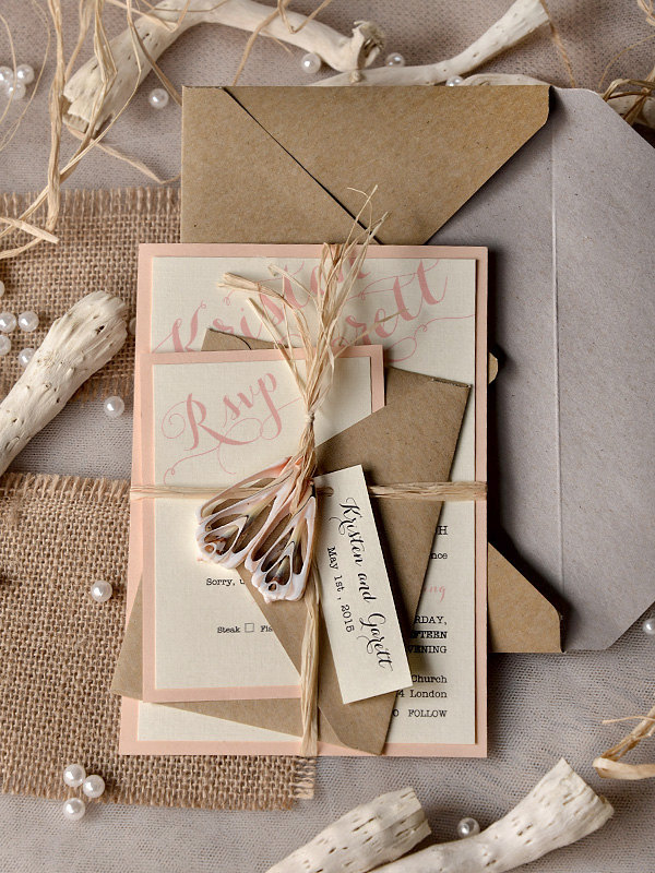 wedding invitation with rustic design