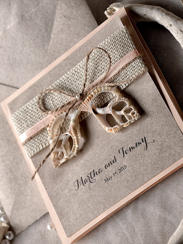 rustic wedding card with butterfly decor