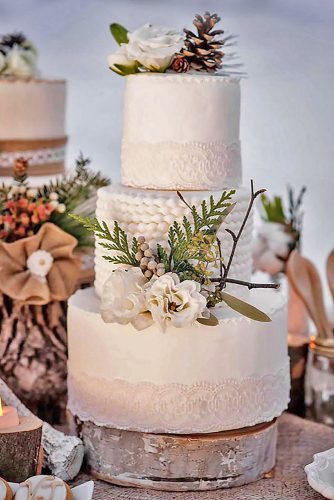 white winter wedding cake