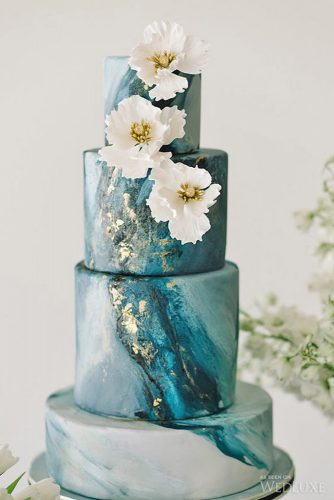 marble metallic wedding cake