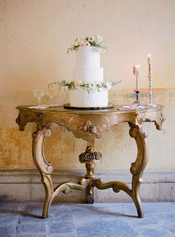 simple white rustic wedding cake