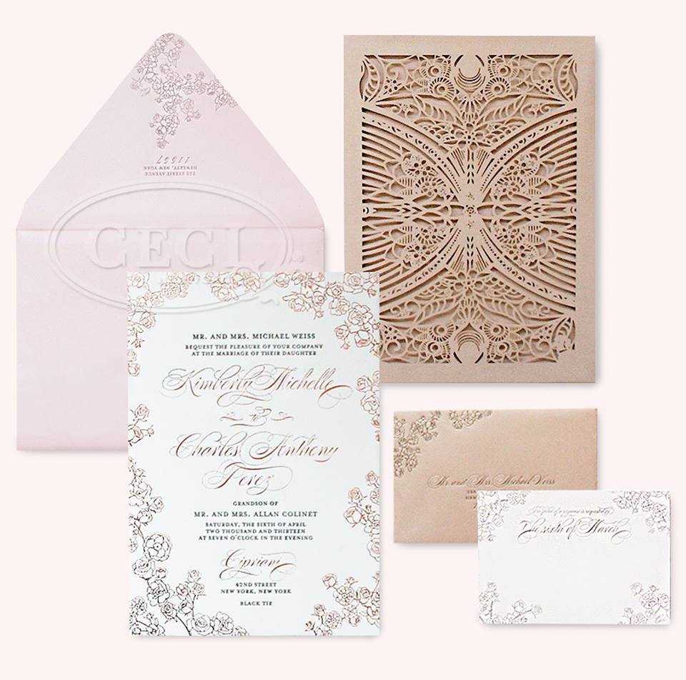 peach wedding invitation