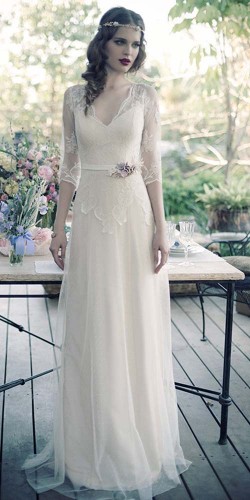 simple wedding dress with vintage model