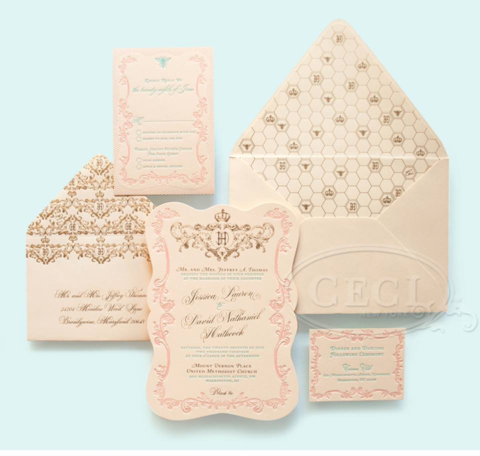 soft unique wedding invitation