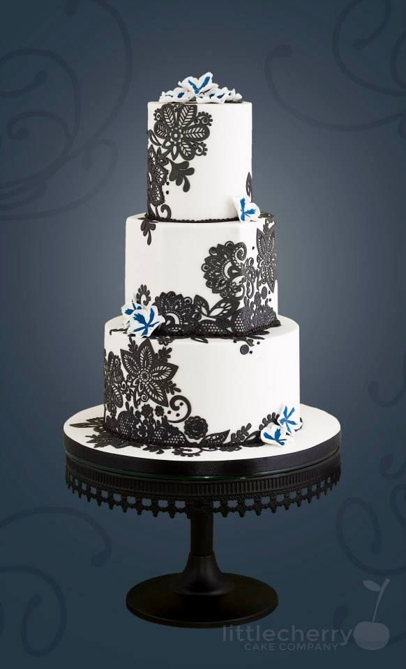 black and white wedding cake