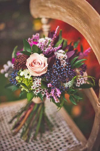 small purple pink wedding bouquet