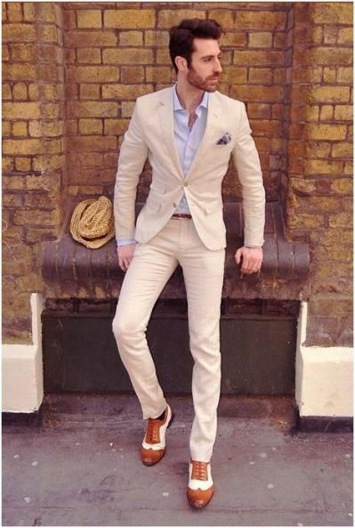 cream summer wedding suit