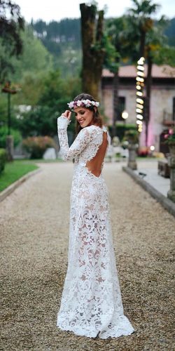 beautiful long-sleeves rustic wedding dress