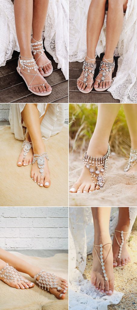 Gorgeous Wedding Barefoot Sandals For Beach Wedding Party | roowedding
