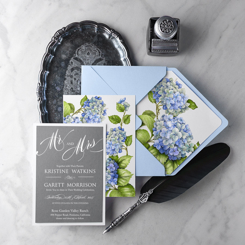 baby blue theme of wedding invitation