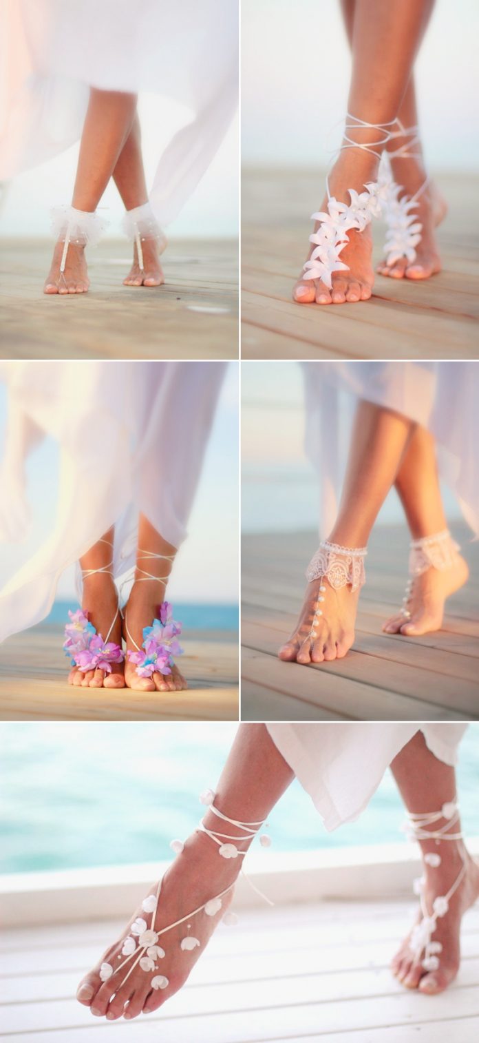 gorgeous wedding barefoot sandals