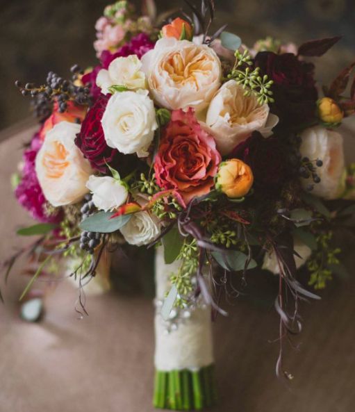 red and white wedding bouquet